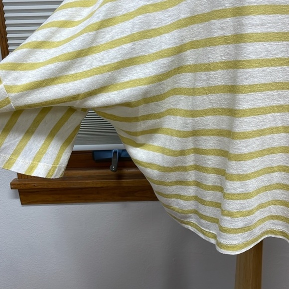 Cupcakes and Cashmere Yellow Stripe Linen Blend Flutter Sleeves Top Small - Picture 4 of 10